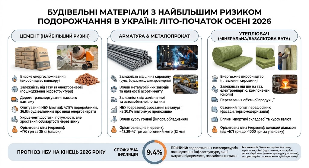 Будівельні матеріали подорожчають у другій половині 2026 року: що краще купити для ремонту вже зараз