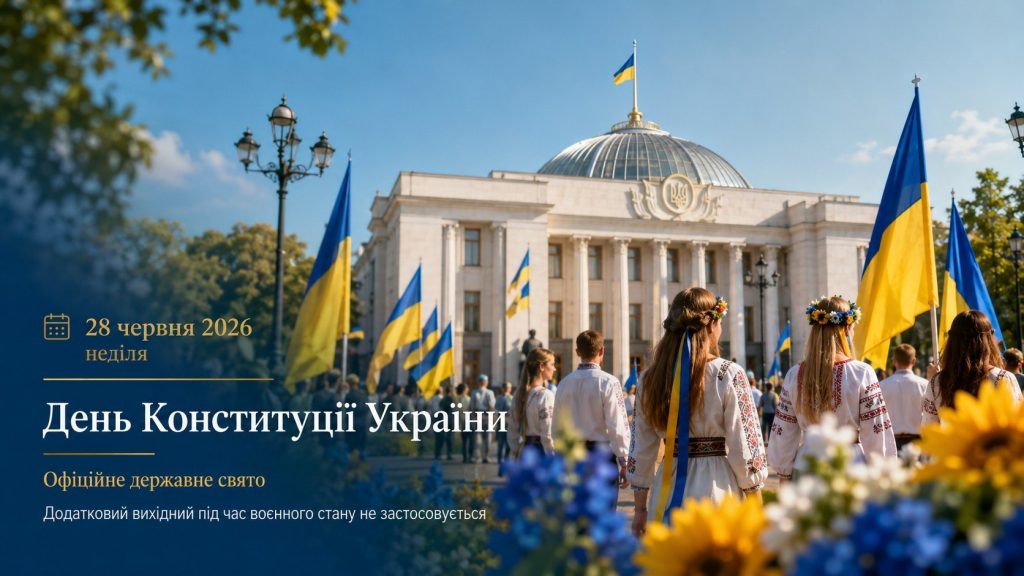 День Конституції України 2026: коли свято, чи буде вихідний і що каже закон