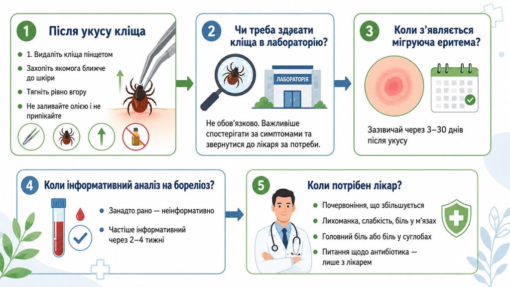 Укус кліща влітку 2026 року: як правильно видалити і коли перевірятися на бореліоз
