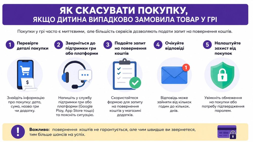 Дитина купила товар у грі з банківської картки: як скасувати покупку та повернути гроші