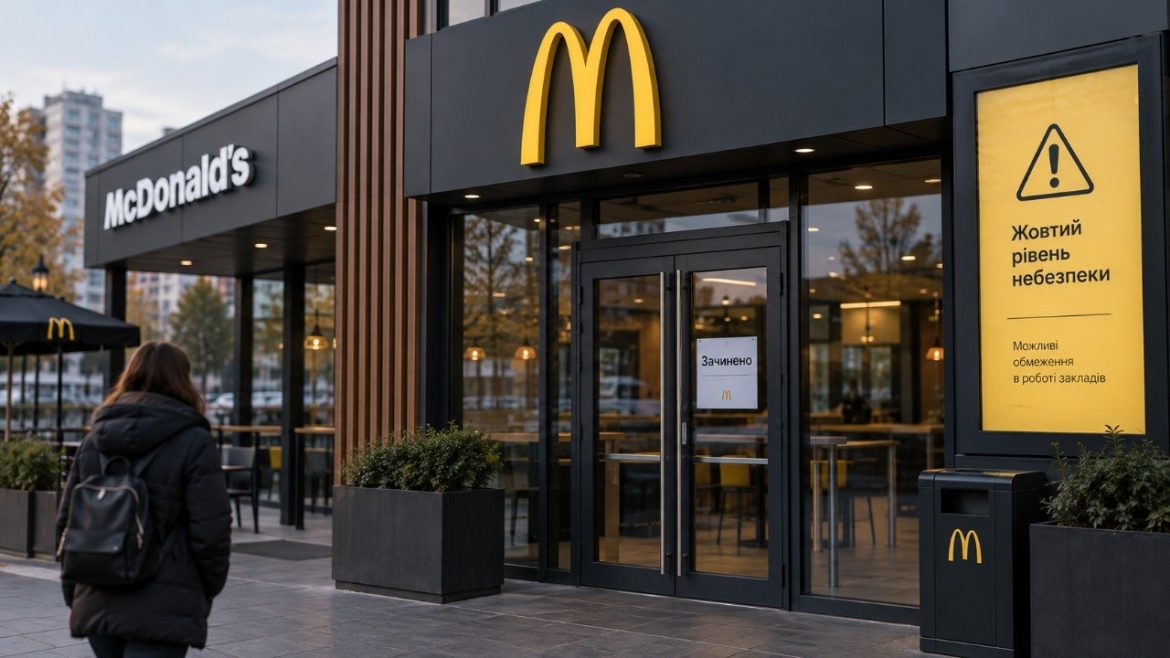 "McDonald’s Україна" не змінює роботу під час жовтого рівня повітряної тривоги: ресторани й надалі зачиняються на час небезпеки, поки компанія оцінює нову систему оповіщення в Україні.