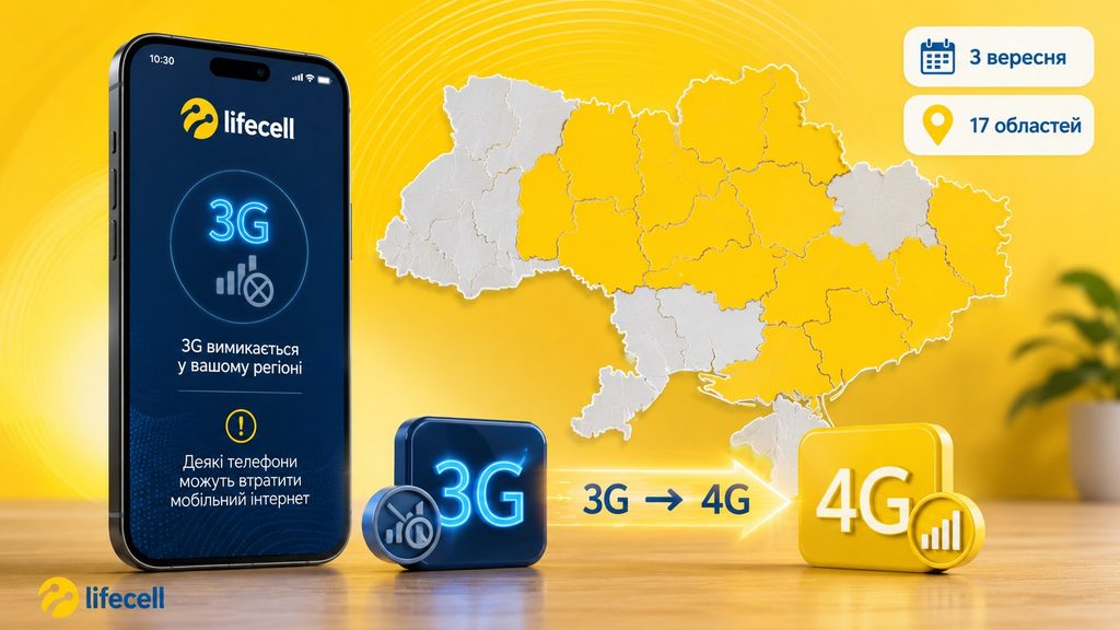 lifecell вимикає 3G з 3 вересня: у яких областях телефон може залишитися без мобільного інтернету