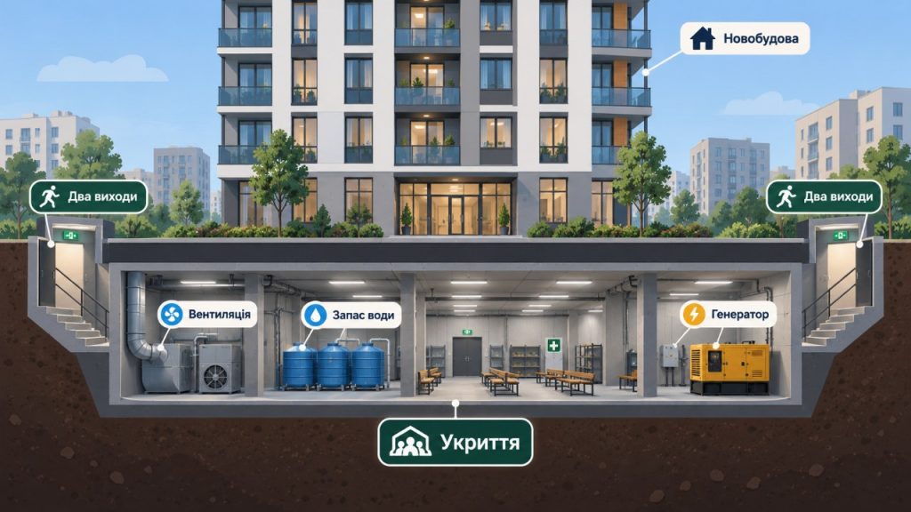Від медпунктів до резервного живлення: як облаштовують укриття у новобудовах Київщини