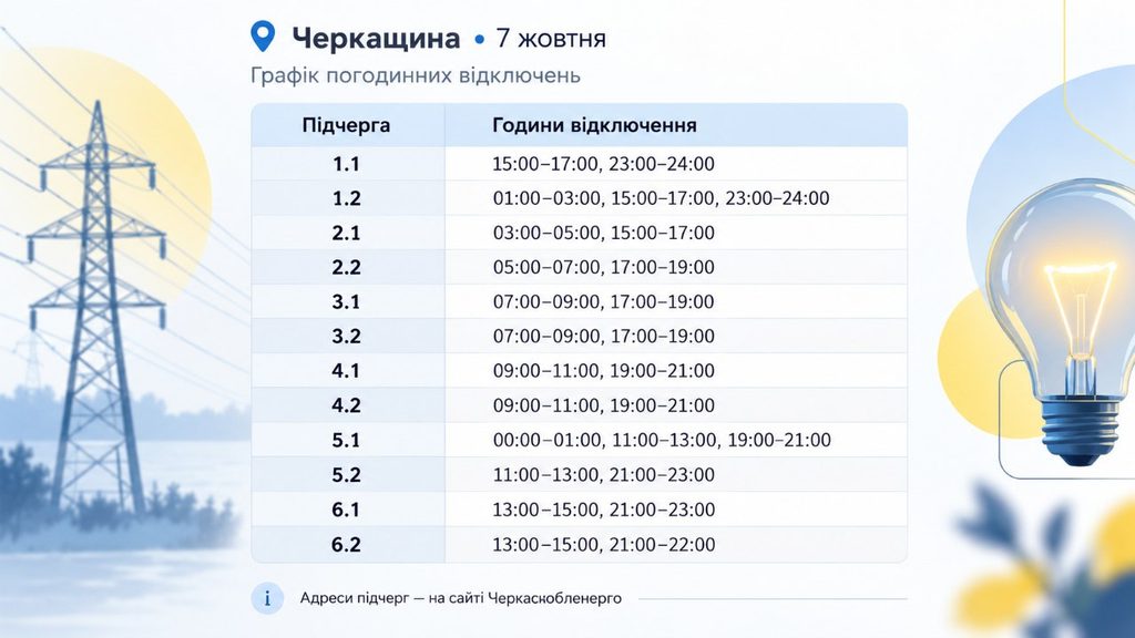 Де не буде світла 7 жовтня: актуальні графіки відключень по областях