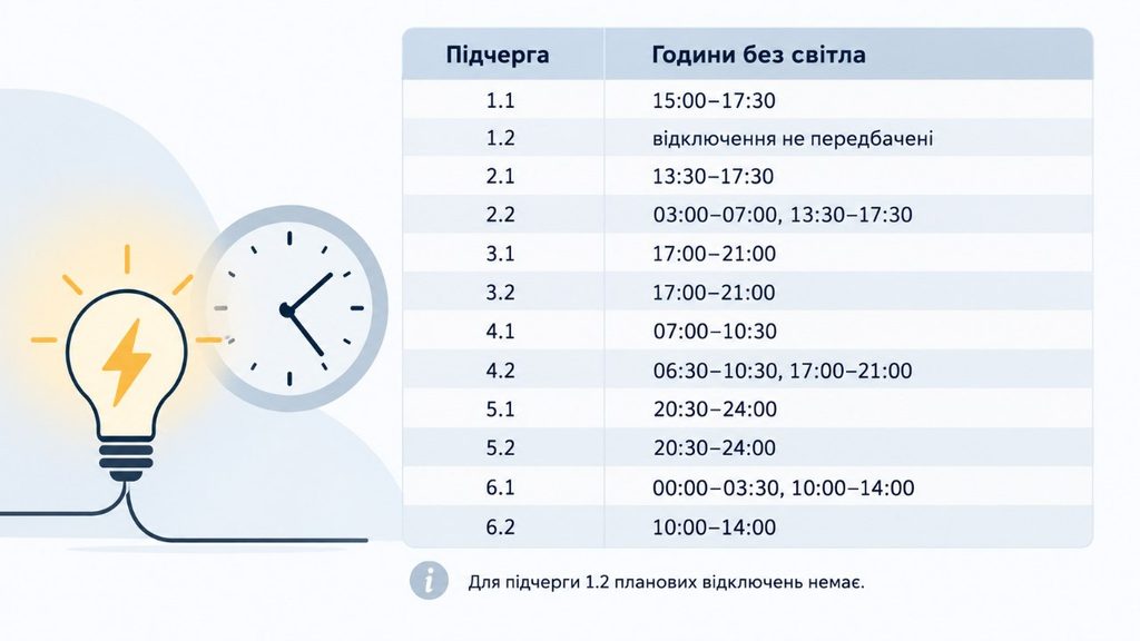 Де не буде світла 7 жовтня: актуальні графіки відключень по областях